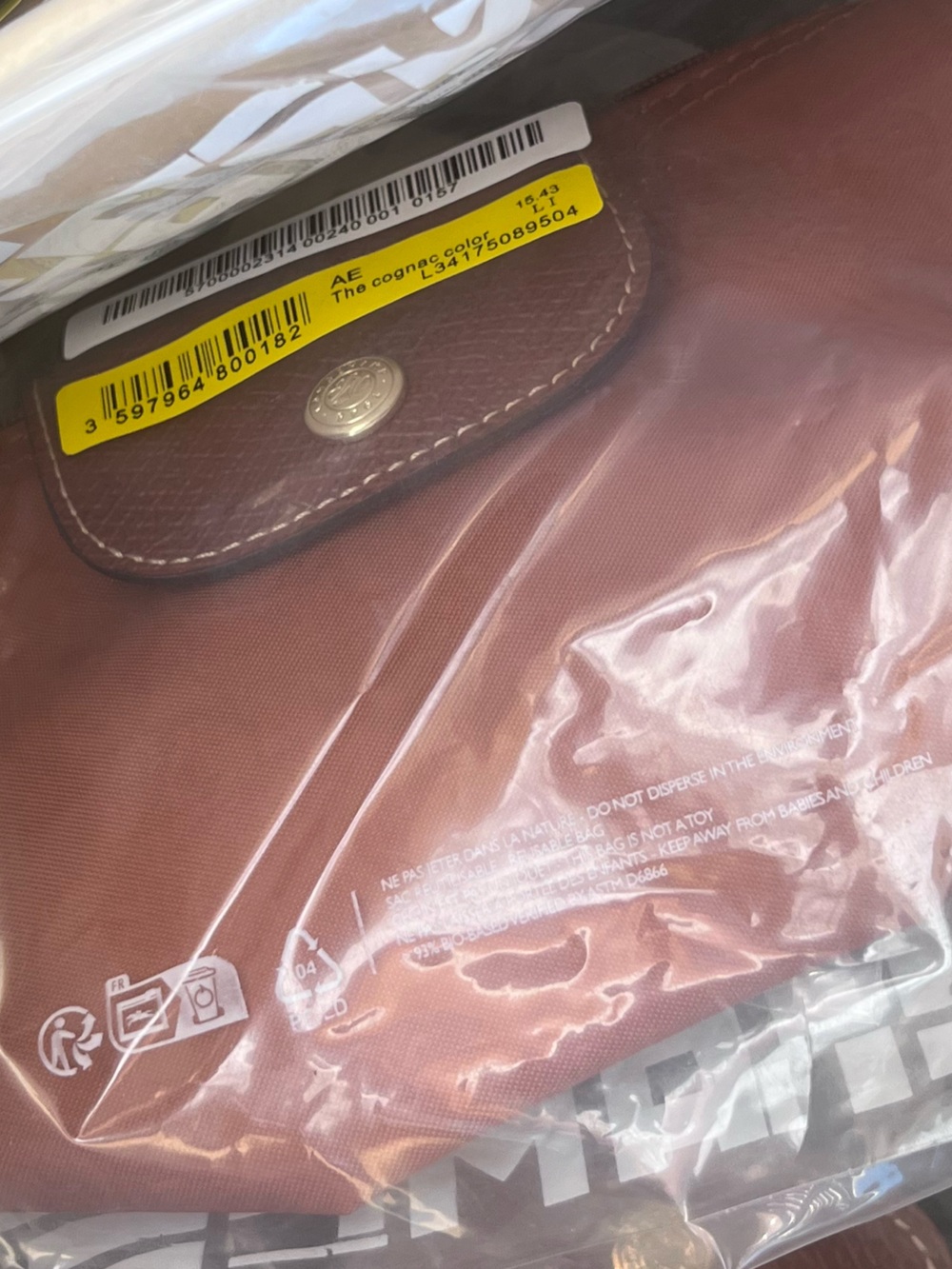 Longchamp Mini Top-Handle Crossbody Bag cognac XS Le pliage nylon nwt +strap - Picture 3 of 4